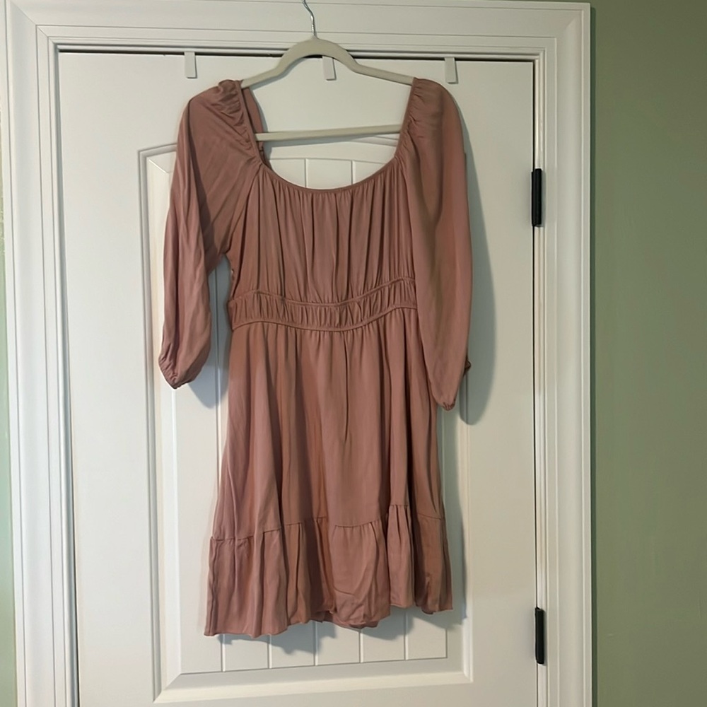 Pale Pink Peasant Mini Dress